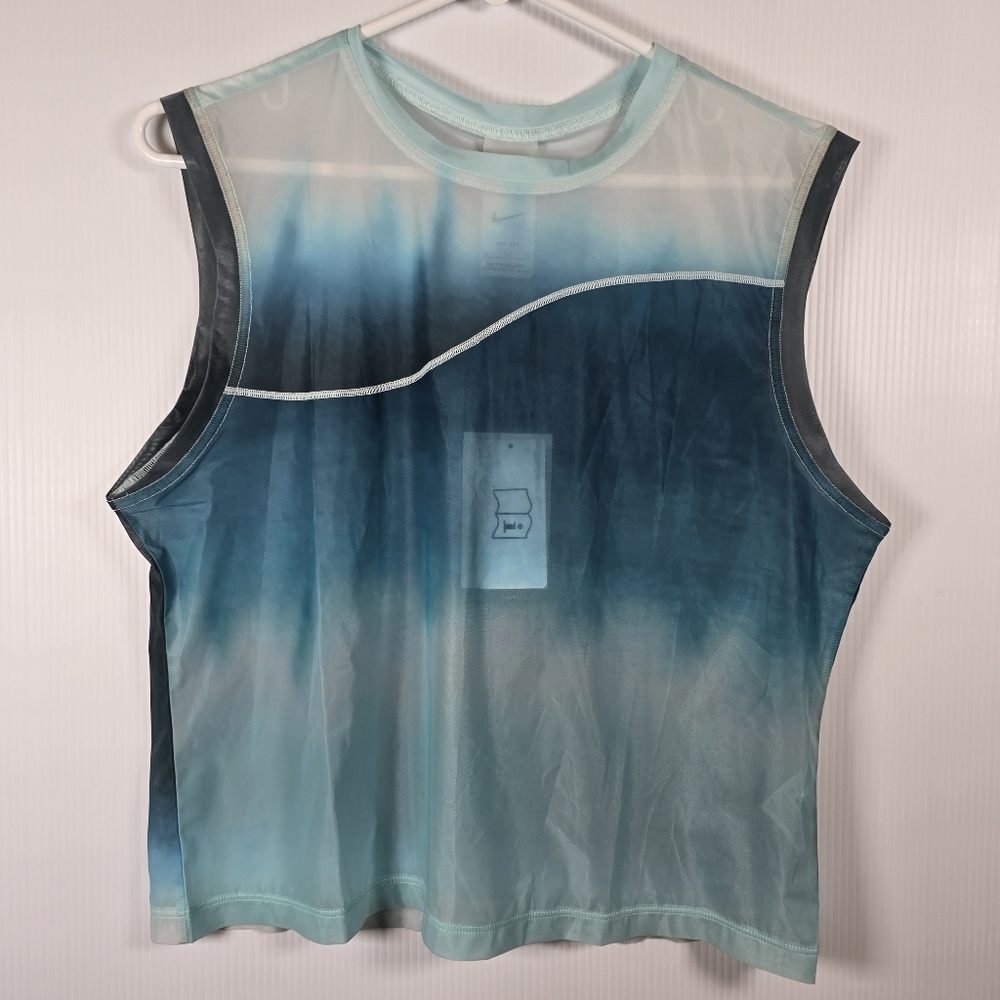 NWT Nike Women's Blue X Norblack Norwhite Dri-Fit Printed Tank Top Size XL